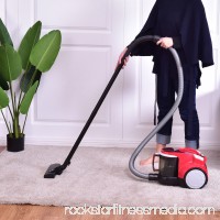 GHP Portable Red 11"Lx16"Wx11"H Solid and Durable Bag-Free Floor Canister Vacuum   