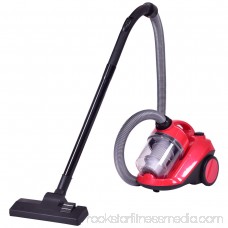 GHP Portable Red 14Lx10Wx11H Solid and Durable Bag-Free Floor Canister Vacuum