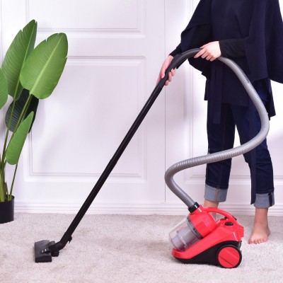 GHP Portable Red 14Lx10Wx11H Solid and Durable Bag-Free Floor Canister Vacuum