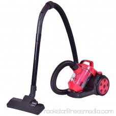 GHP Portable Red & Black 12Lx9Wx10H Solid and Durable Bag-Free Canister Vacuum