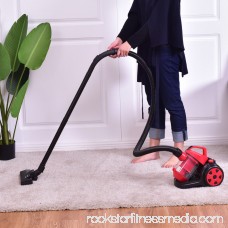 GHP Portable Red & Black 12Lx9Wx10H Solid and Durable Bag-Free Canister Vacuum