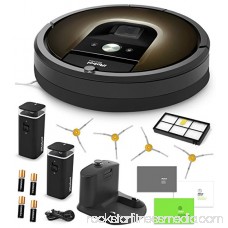 iRobot Roomba 980 Vacuum Cleaning Robot + 2 Dual Mode Virtual Wall Barriers (With Batteries) + 4 Extra Side Brushes + Extra High Efficiency Filter + More