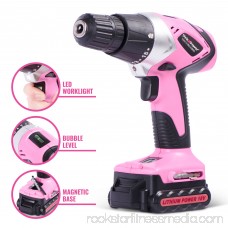 Pink Power PP181LI 18 Volt Lithium-Ion Cordless Electric Drill Kit & 6 Piece Screwdriver Set for Women