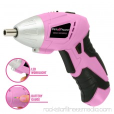 Pink Power PP481 3.6 Volt Cordless Electric Screwdriver and Bit Set for Women