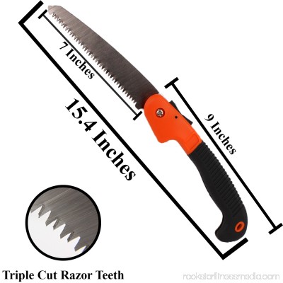 7 Inch Folding Utility Saw - Triple-Edge Razor Tooth Portable Saw with Gear Lock by bogo Brands