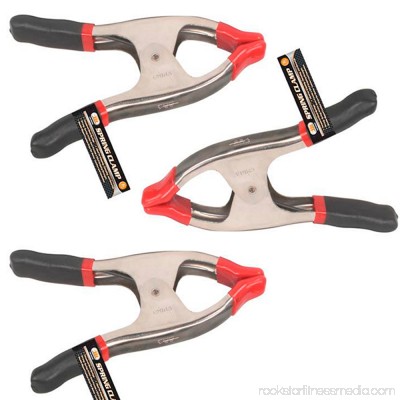 3Pc 6 Metal Spring Clamps Rubber Tips Tool Large Clips Lot Steel Heavy Duty New