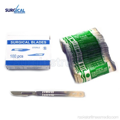 (Lot of 100) Scalpel Blades #22 with #4 Metal Handle Suitable for Dermaplaning