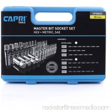 Capri Tools 30032 Master Hex Socket Set, Metric and SAE Bit Sockets, 32-Piece 554788579