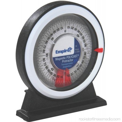 Empire Magnetic Polycast Angle Meter Protractor, 0 90°, 5w x 5 3/4h, Plastic 552023360