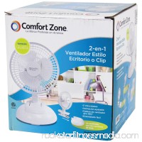 Comfort Zone CZ6XMWT 6" 2-in-1 Combo Clip-on & Desk Style Fan   