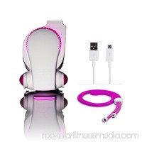 Cool on the Go Clip On Fan with LED Lights - Bladeless Compact Portable Fan - Fan for Stroller - Desk Fan - Wearable Fan & more Purple / White