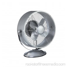DecoBREEZE Retro Fan Air Circulator Table Fan with Full Pivot Fan Head, Metallic Silver 566237132