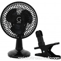Genesis 6-Inch Clip-On Fan - Convertible Table-Top & Clip Fan, Fully Adjustable Head, Two Quiet Speeds - Black   569820175