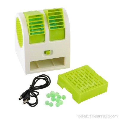 iMeshbean Mini Small Fan Cooling Portable Desktop Dual Bladeless Air Conditioner USB Green