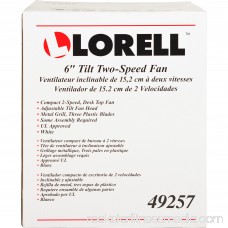 Lorell 6 Two Speed Tilt Plastic Desk Fan, White 554602787