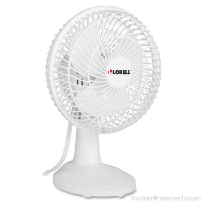 Lorell 6 Two Speed Tilt Plastic Desk Fan, White 554602787