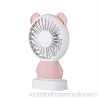 Mini Handheld Fan - Adorable & Cute USB Rechargeable Fan, Small Personal Necklace Fan with Multi-Color LED Light, 2 Adjustable Speeds, Perfect for Indoor or Outdoor Activities (Pink Bear)   