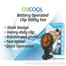 O2COOL 5 Clip On Fan - Battery Operated with 2 Speeds - Adjustable Tilt & Swivel Feature for Outdoor, Office Desk & Dorm Room (Grey)
