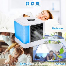 Personal Air Conditioner Fan, 3 in 1 Air Personal Space Cooler Mini Air Purifier Humidifier with 7 Colors LED Lights, Small Desktop Fan Quiet Personal Table Fan Evaporative Air Circulator Cooler