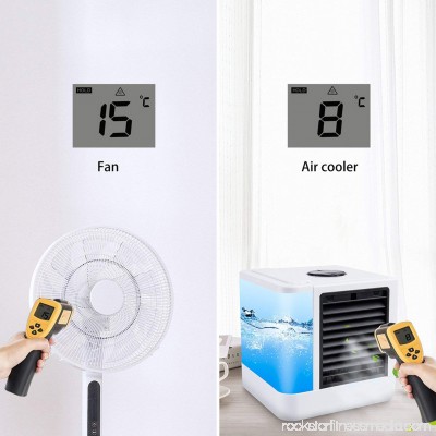 Personal Air Conditioner Fan, 3 in 1 Air Personal Space Cooler Mini Air Purifier Humidifier with 7 Colors LED Lights, Small Desktop Fan Quiet Personal Table Fan Evaporative Air Circulator Cooler