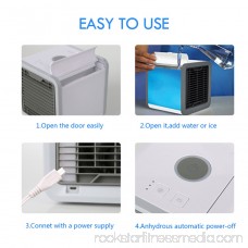 Personal Space Air Cooler Fan, Portable Air Conditioner, Humidifier, Purifier and 7 Colors Nightstand, Desktop Cooling Fan for Office Home Outdoor Travel (White)