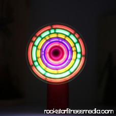 Portable Handheld Cooling Fan Colorful LED Mini Light Battery Power W/Strap