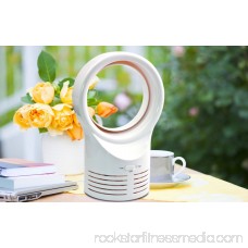 Round Shaped Electric Desktop Mini Bladeless Cooling Breeze Fan No Blade Mini Air Conditioner Fan for Desk Office Home (White)