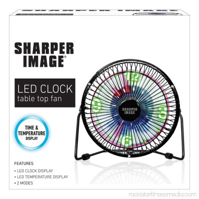 Sharper Image LED Clock Table Top Fan - USB 566958105