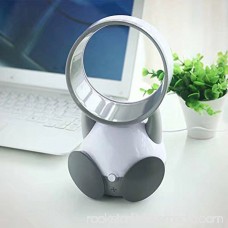 Summer Bladeless Desk Fan, Safe Mini USB Table Fan Small Quiet Personal Cooling Fan Desktop Computer Fans Cooler for Home Office College Dorm Use, Robo Style (Grey)
