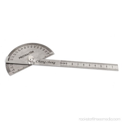 Students Stainless Steel Round Head Rotary Protractor Angle Ruler Measuring Tool