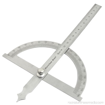 Unique Bargains Polished Stainless Steel Metric Straightedge 15cm 180 Degree Protractors Ruler