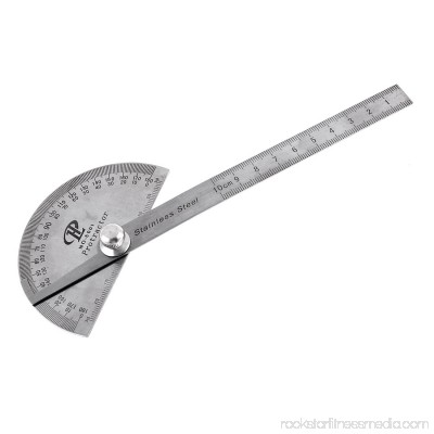 Unique Bargains Stainless Steel 180 Degree Angle Measuring Rotatable Protractor Ruler