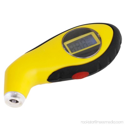 Battery Powered Blue Light LCD Display Tire Pressure Gauge Yellow for Motorcycle