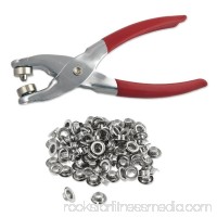 1/4 Grommet Eyelet Setting Pliers with 100 Silver Grommets