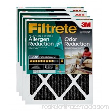 Filtrete Allergen Plus Odor Reduction HVAC Furnace Air Filter, 1200 MPR, 20 x 22 x 1, Pack of 4 Filters 563149039