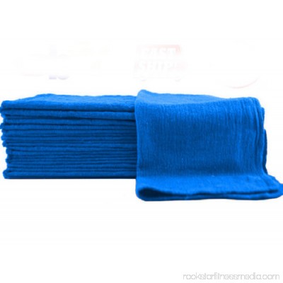 GHP 50-Pcs 100% Cotton Pre-Shrunk 13x13 Blue Industrial Mechanics Shop Rag Towels