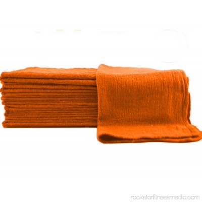 GHP 50-Pcs 100% Cotton Pre-Shrunk 13x13 Orange Industrial Mechanics Shop Rag Towels