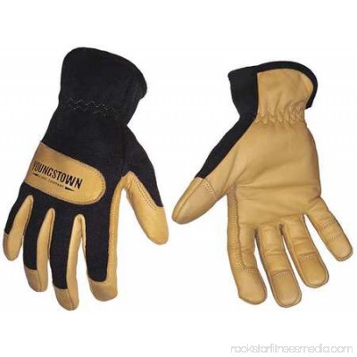 YOUNGSTOWN GLOVE CO. 12-3270-80-S Mechanics Gloves,Leather,Blk/Tan,S,PR