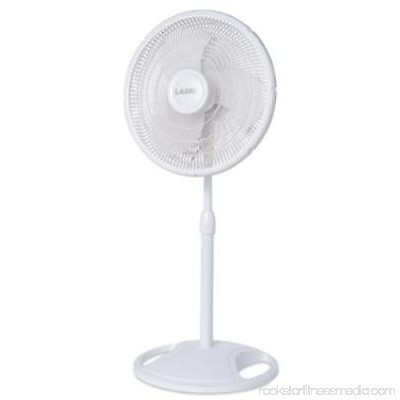 16 White Oscillating Stand Fan With 3 Quiet Speeds