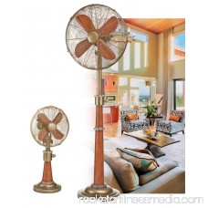 53 Stylish Gold Base and Neck with Cherry Wood-Grain Body Standing Floor Fan