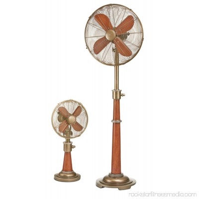 53 Stylish Gold Base and Neck with Cherry Wood-Grain Body Standing Floor Fan