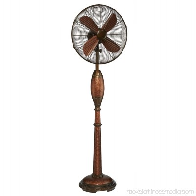 55.5 Stylish Rustic Chic Hammered Copper Oscillating Standing Floor Fan