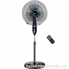 Costway 16'' Adjustable Oscillating Pedestal Fan Stand Floor 3 Speed Remote Control Timer