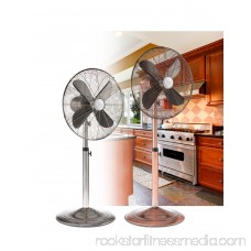DecoBREEZE Pedestal Fan Adjustable Height 3-Speed Oscillating Fan, 16-Inch, Brushed Stainless Steel 566232856