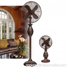 DecoBREEZE Pedestal Fan Adjustable Height 3-Speed Oscillating Fan, 16-Inch, Fleur De Lis 566235232