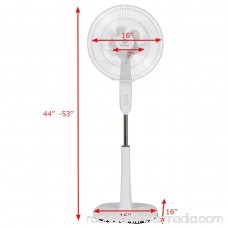 Fantask 16'' Oscillating Pedestal Fan 3 Speed Double Blades Height Adjustable