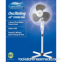 Lakewood 16" Three-Speed Oscillating Pedestal Fan, Three Speed, Metal/Plastic, Black   554476209
