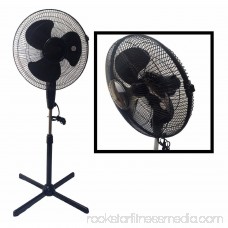 LavoHome Quiet 16 Black Standing Floor Fan with 3-Speed Oscillating Adjustable Height 556259715