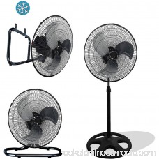 Premium Large High Velocity Industrial Floor Fan with 18 Floor Stand Mount and Oscillation, Cool Black and Silver 556259815