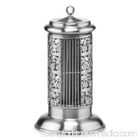 14” Silver Bellevue Satin Chrome Floral Ornate Tower Fan   